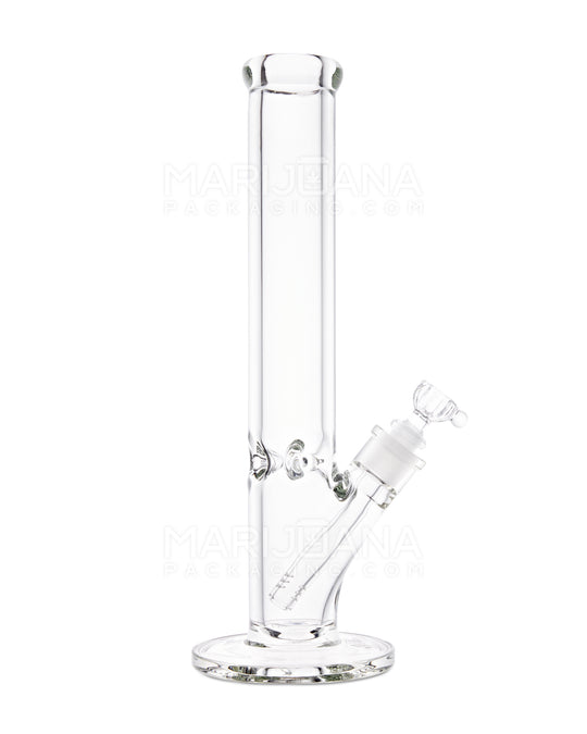 USA Glass | Straight Heavy Glass Water Pipe w/ Ice Catcher | 14in Tall - 14mm Bowl - Clear