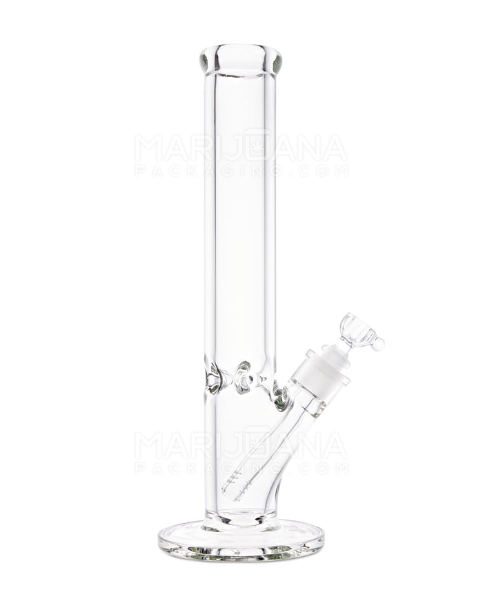 USA Glass | Straight Heavy Glass Water Pipe w/ Ice Catcher | 14in Tall - 14mm Bowl - Clear Image