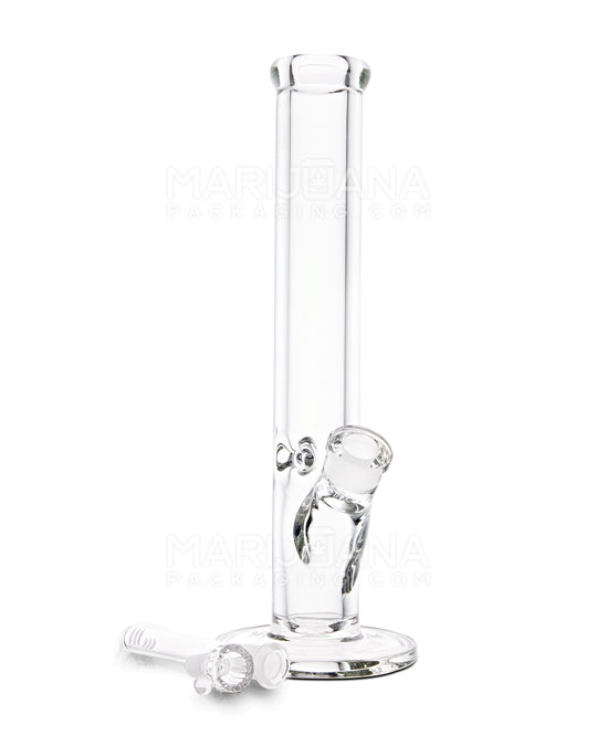 USA Glass | Straight Heavy Glass Water Pipe w/ Ice Catcher | 14in Tall - 14mm Bowl - Clear