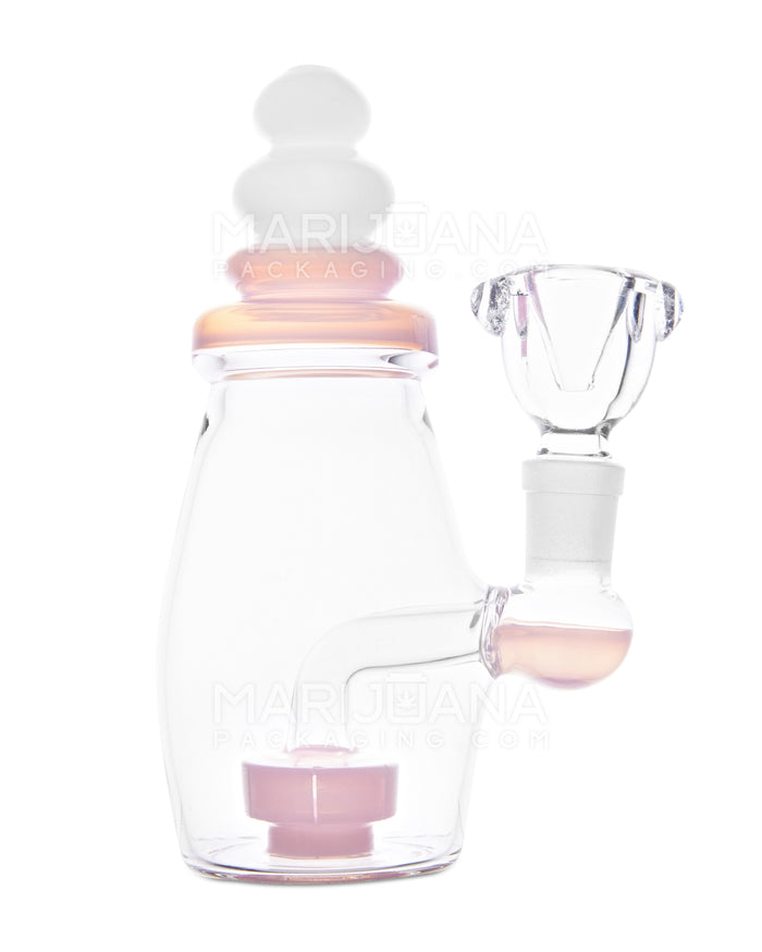 USA Glass | Straight Neck Baby Bottle Water Pipe w/ Showerhead Percolator | 6in Tall - 14mm Bowl - Pink Image