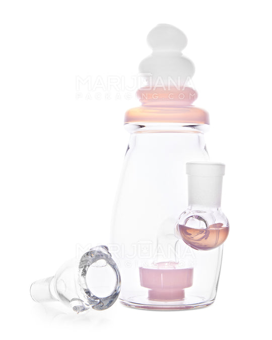 USA Glass | Straight Neck Baby Bottle Water Pipe w/ Showerhead Percolator | 6in Tall - 14mm Bowl - Pink