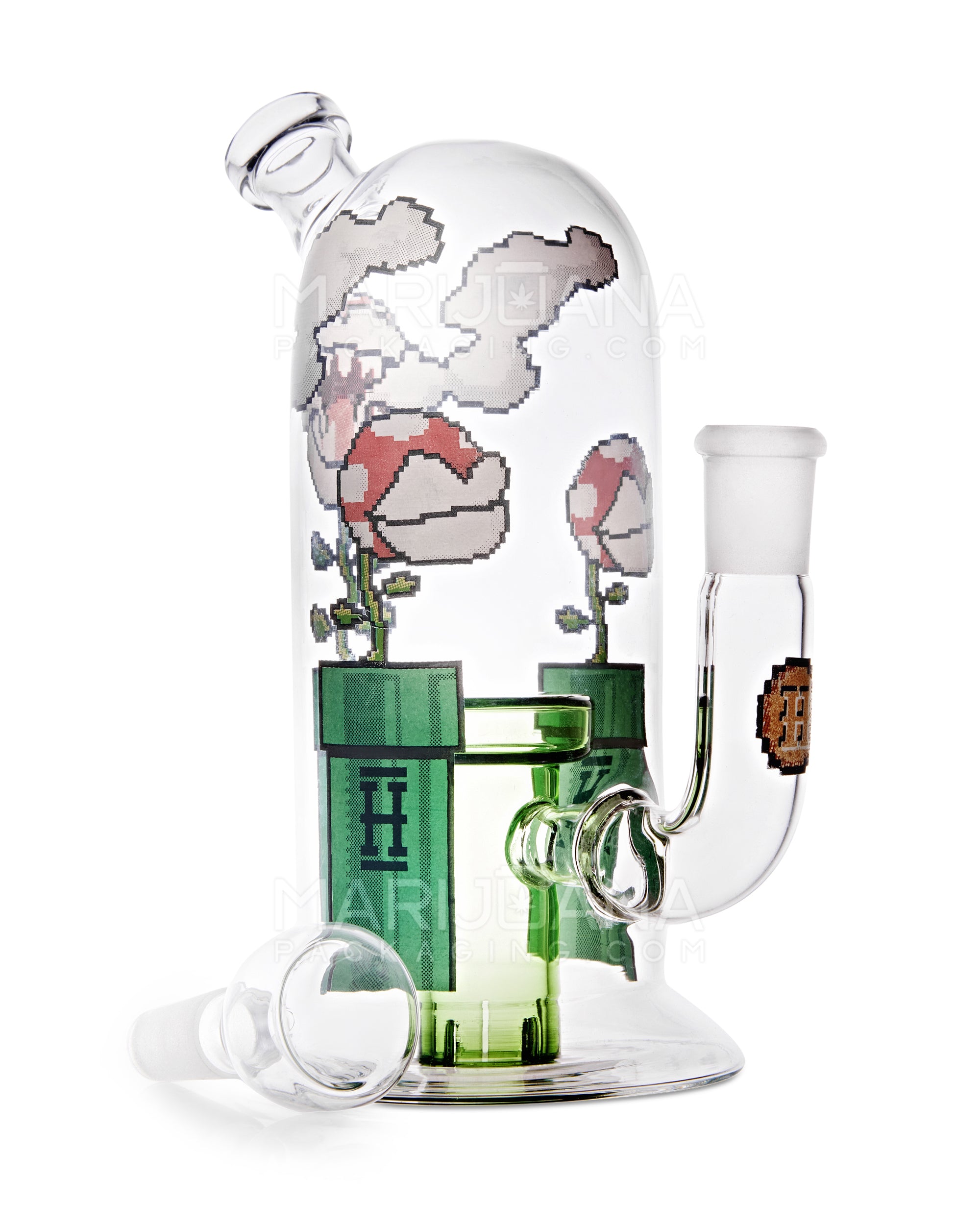 HEMPER | Gaming Flower Mini Water Pipe w/ Showerhead Percolator | 7in Tall - 14mm Bowl - Assorted - 2