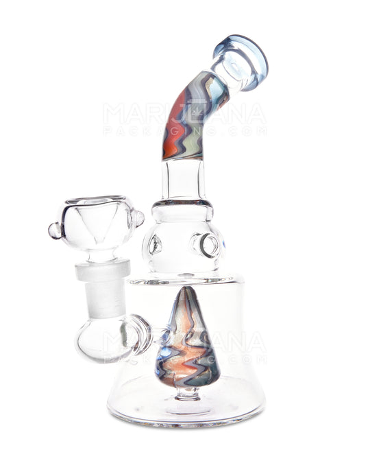 Bent Neck Wave Design Water Pipe w/ Cone Percolator | 7in Tall - 14mm Bowl - Assorted