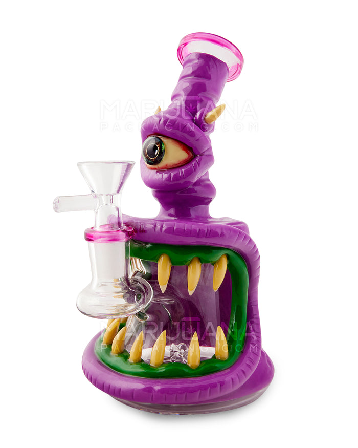 Monster Horned Cyclops Water Pipe | 7in Tall - 14mm Bowl - Purple Image