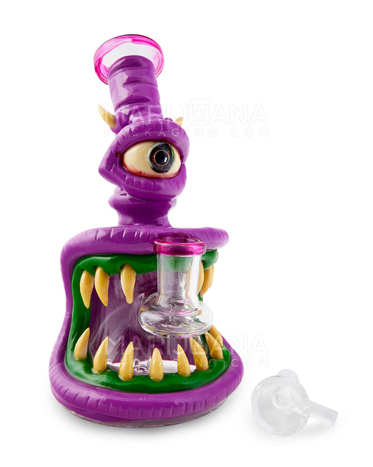 Monster Horned Cyclops Water Pipe | 7in Tall - 14mm Bowl - Purple