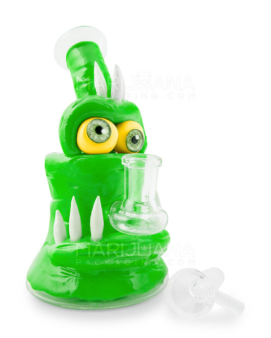 Monster Three Horned Cyclops Water Pipe | 6.5in Tall - 14mm Bowl - Green