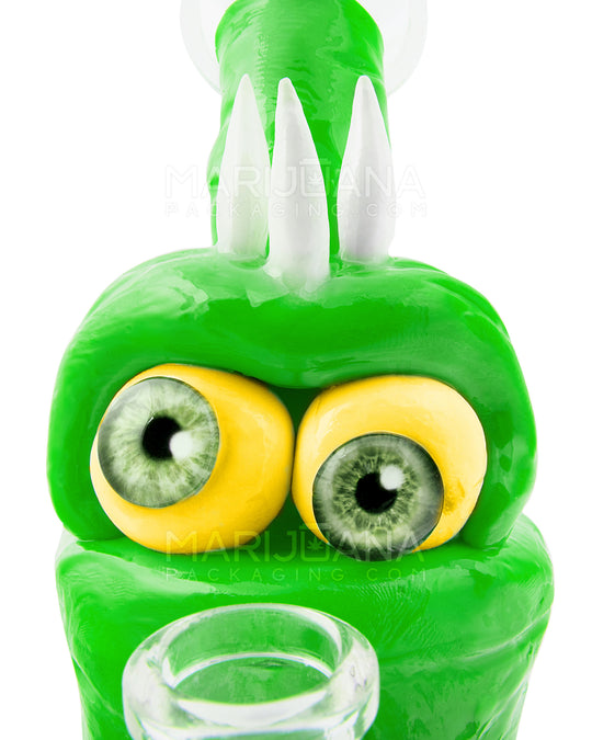 Monster Three Horned Cyclops Water Pipe | 6.5in Tall - 14mm Bowl - Green