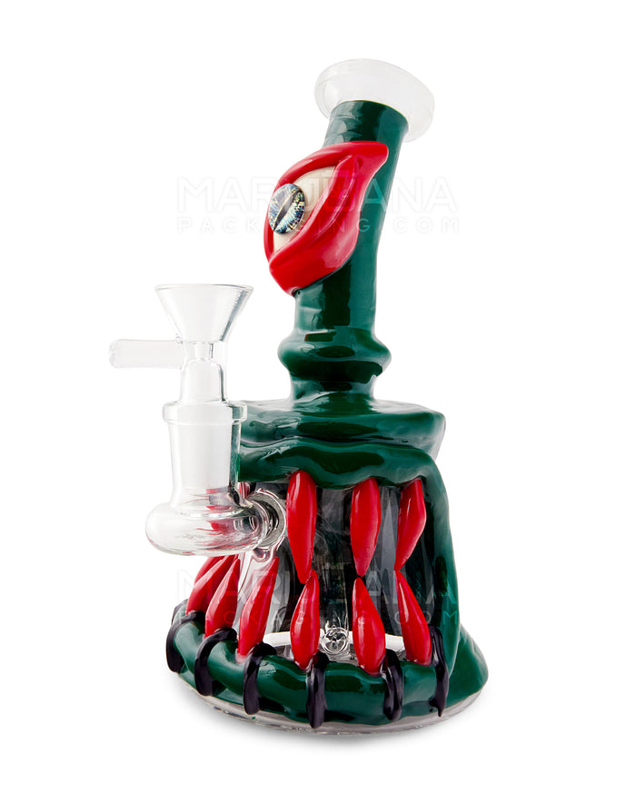 Monster Angled Cyclops Water Pipe | 7in Tall - 14mm Bowl - Green Image