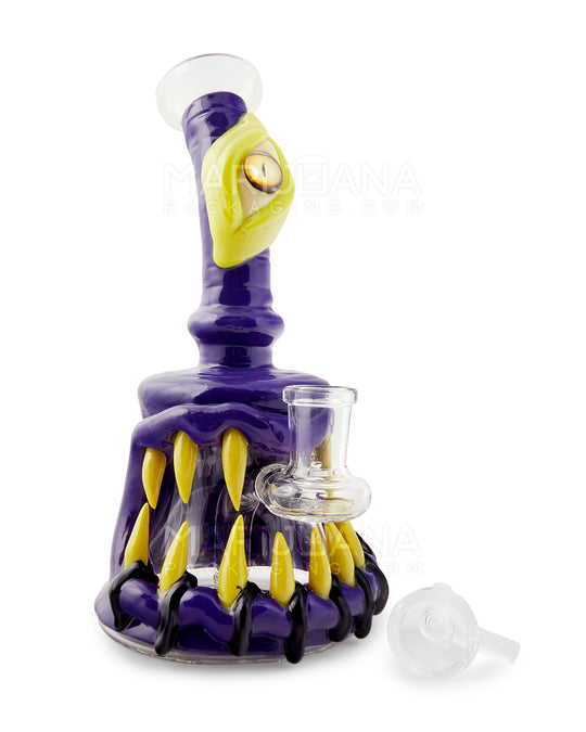 Monster Angled Cyclops Water Pipe | 7in Tall - 14mm Bowl - Purple