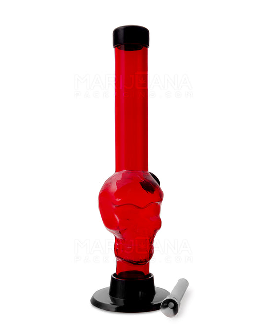 Straight Neck Acrylic Skull Water Pipe | 8in Tall - Grommet Bowl - Assorted