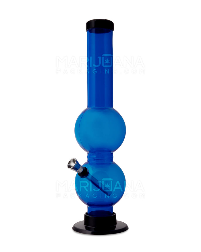 Double Chamber | Straight Neck Acrylic Water Pipe | 12in Tall - Grommet Bowl - Assorted Image