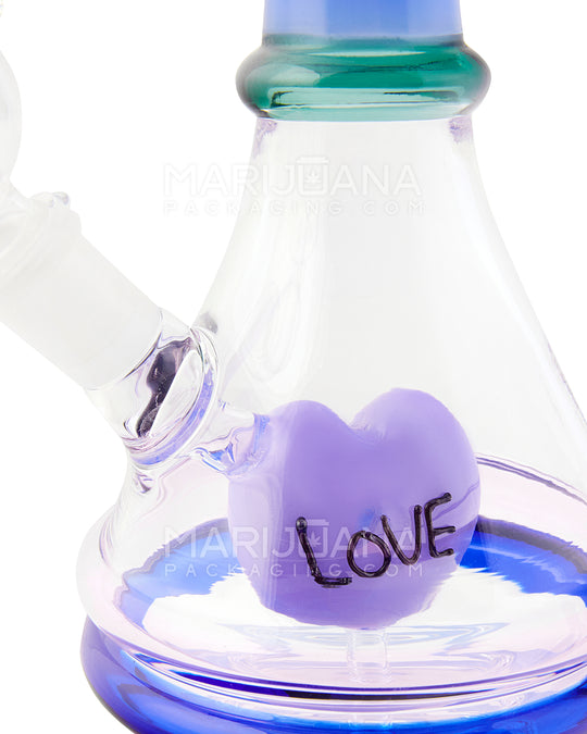 Straight Neck Vase Heart Percolator Glass Straight Water Pipe w/ Thick Base | 10in Tall - 14mm Bowl - Assorted