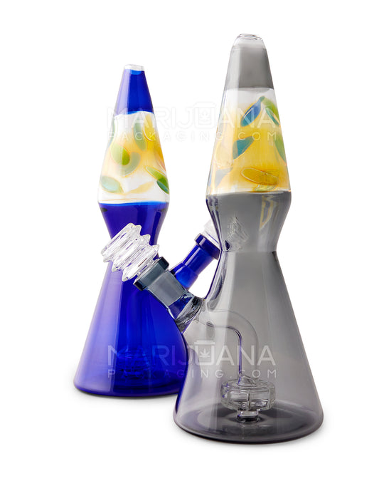 Fumed Lava Lamp Style Glass Water Pipe w/ Showerhead Percolator | 8.5in Tall - 14mm Bowl - Assorted