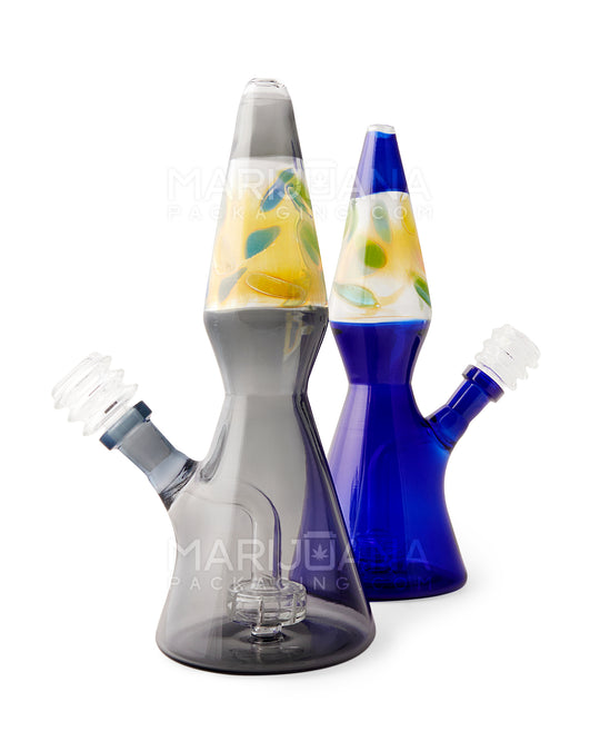 Fumed Lava Lamp Style Glass Water Pipe w/ Showerhead Percolator | 8.5in Tall - 14mm Bowl - Assorted