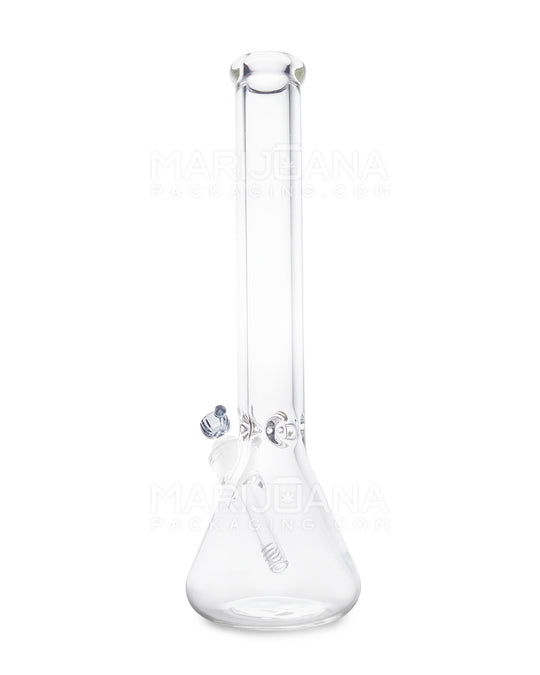 USA Glass | Straight Neck Heavy Thick Glass Beaker Water Pipe w/ Ice Catcher | 16in Tall - 14mm Bowl - Clear