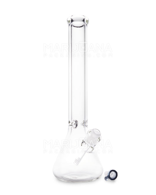 USA Glass | Straight Neck Heavy Thick Glass Beaker Water Pipe w/ Ice Catcher | 16in Tall - 14mm Bowl - Clear