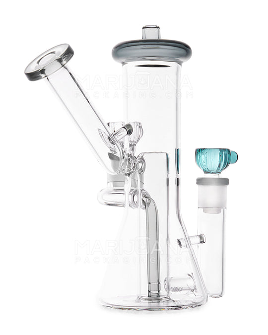 USA Glass | Bent Neck Dual Chamber Beaker Water Pipe | 7.5in Tall - 14mm Bowl - Smoke