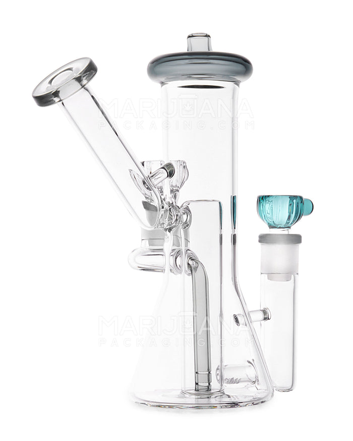 USA Glass | Bent Neck Dual Chamber Beaker Water Pipe | 7.5in Tall - 14mm Bowl - Smoke Image