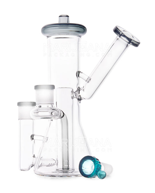 USA Glass | Bent Neck Dual Chamber Beaker Water Pipe | 7.5in Tall - 14mm Bowl - Smoke