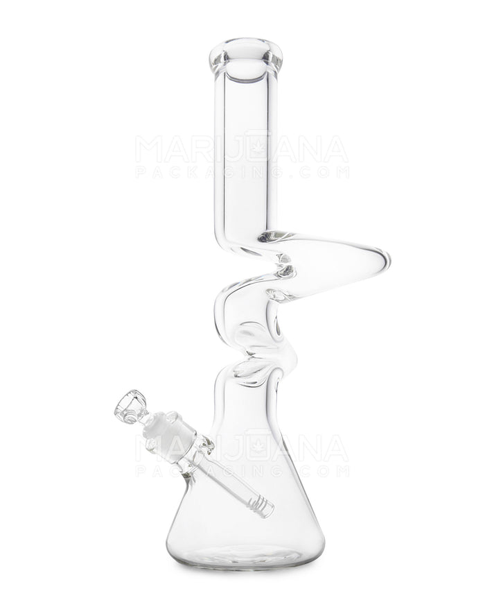 USA Glass | Z-Neck Heavy Zong Glass Beaker Water Pipe | 16in Tall - 14mm Bowl - Clear Image