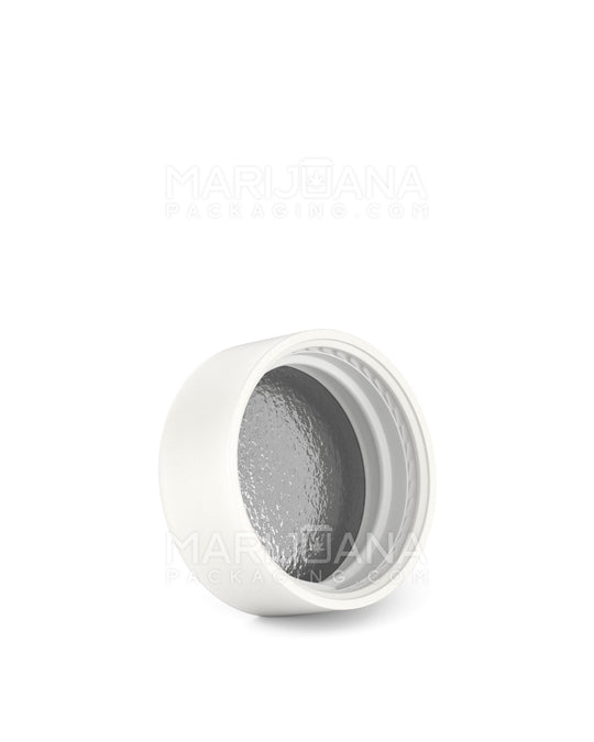 POLLEN GEAR | HiLine Child Resistant Smooth Push Down & Turn Plastic Flat Caps w/ Foil Liner | 45mm - Matte White - 308 Count - 2