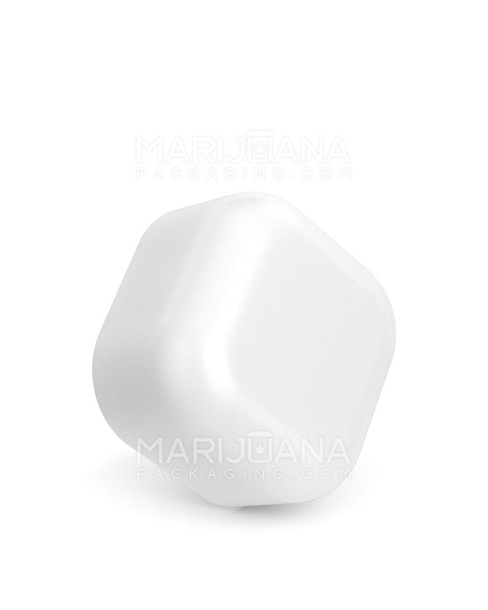 POLLEN GEAR Child Resistant Rounded SoftSquare Push Down & Turn Plastic Caps | 46mm - Matte White | Sample Image