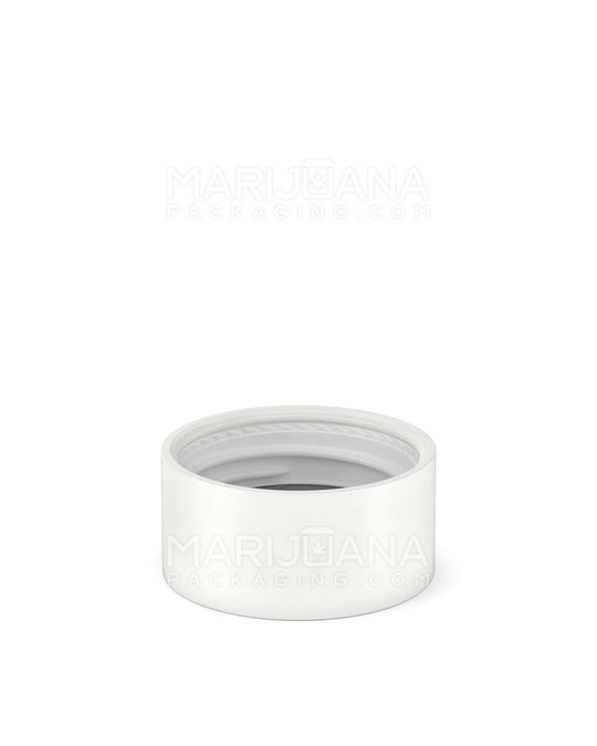 POLLEN GEAR | HiLine Child Resistant Smooth Push Down & Turn Plastic Scooped Caps w/ Foil Liner | 28mm - Matte White - 308 Count - 4