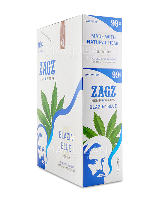 ZAGZ | 'Retail Display' Slow Burn Hemp Wraps | Blazin Blue - Flavored Hemp - 25 Count