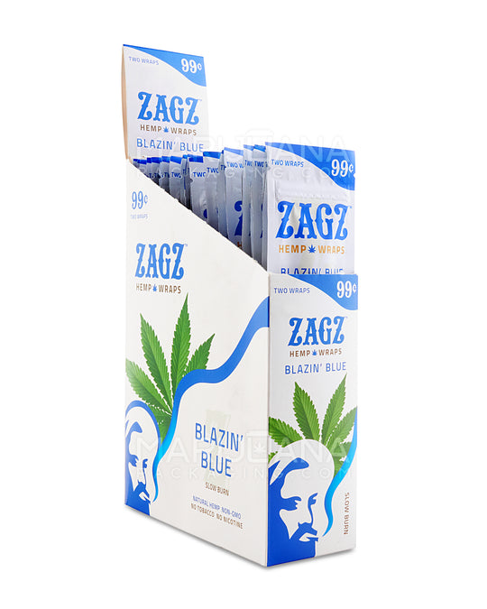 ZAGZ | 'Retail Display' Slow Burn Hemp Wraps | Blazin Blue - Flavored Hemp - 25 Count