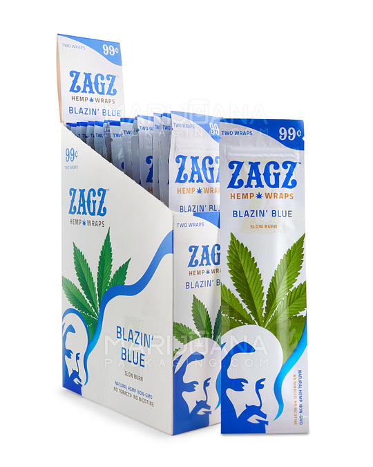 ZAGZ | 'Retail Display' Slow Burn Hemp Wraps | Blazin Blue - Flavored Hemp - 25 Count