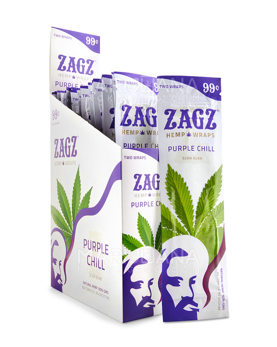 ZAGZ | 'Retail Display' Slow Burn Hemp Wraps | Purple Chill - Flavored Hemp - 25 Count