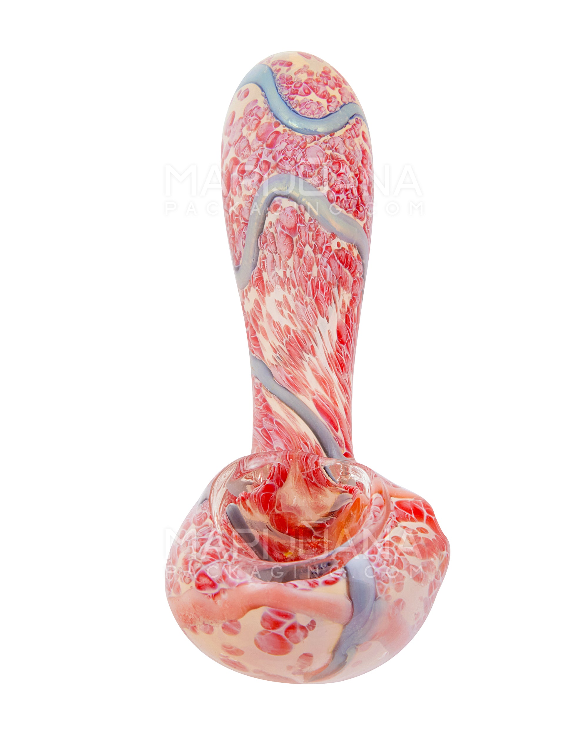 Frit & Fumed Spoon Hand Pipe w/ Swirls | 4in Long - Glass - Assorted - 2