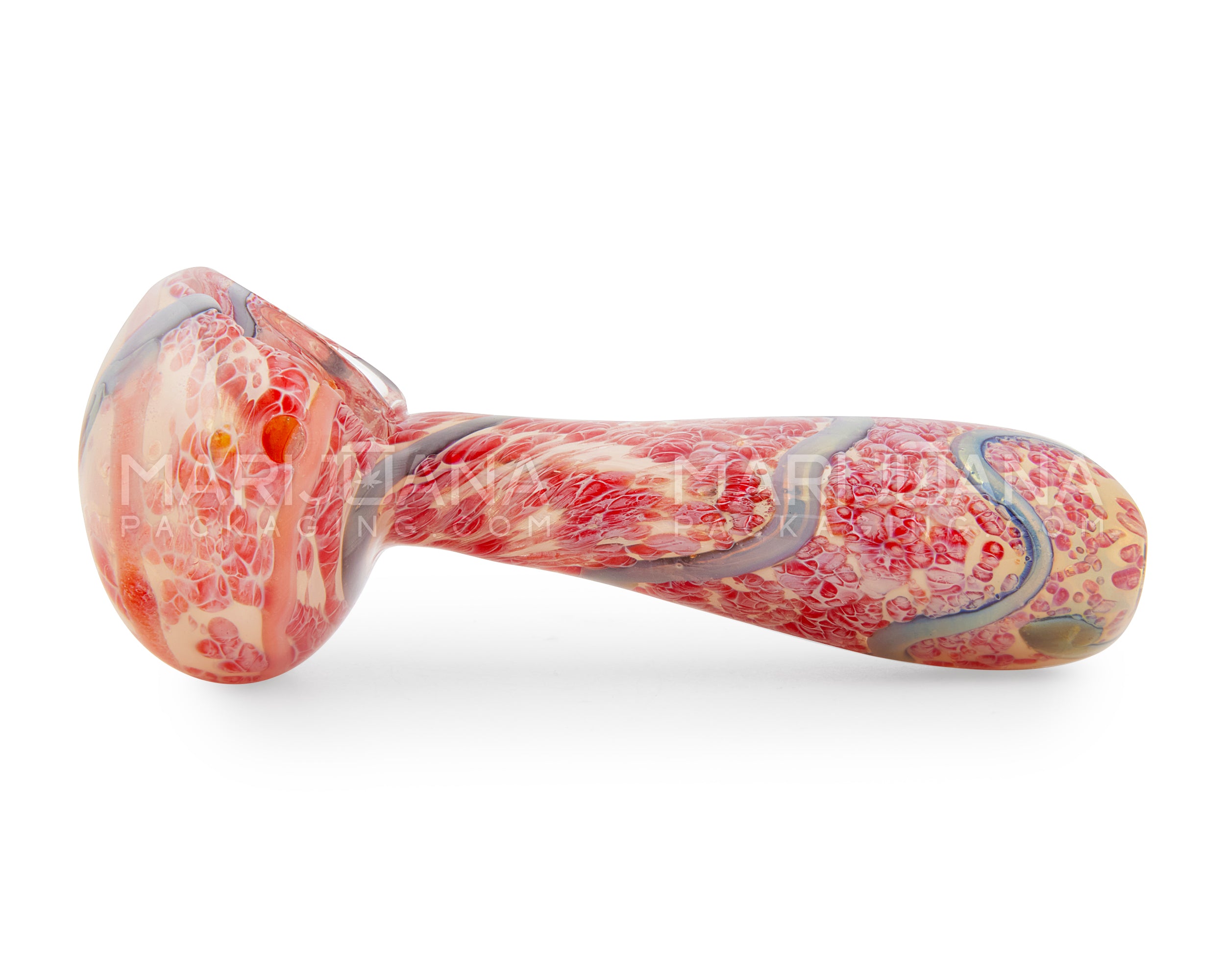 Frit & Fumed Spoon Hand Pipe w/ Swirls | 4in Long - Glass - Assorted - 3