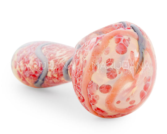 Frit & Fumed Spoon Hand Pipe w/ Swirls | 4in Long - Glass - Assorted - 4