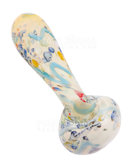 Frit & Fumed Spoon Hand Pipe w/ Swirls | 4in Long - Glass - Assorted - 5