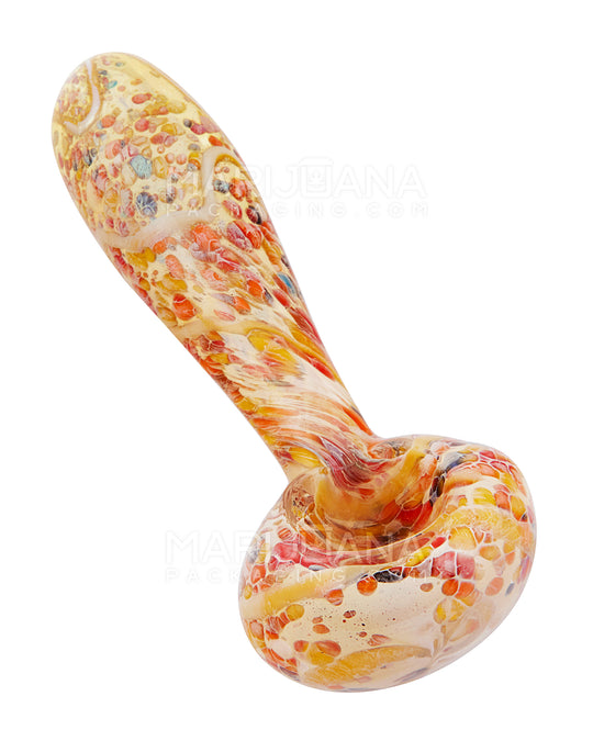 Frit & Fumed Spoon Hand Pipe w/ Swirls | 4in Long - Glass - Assorted - 6