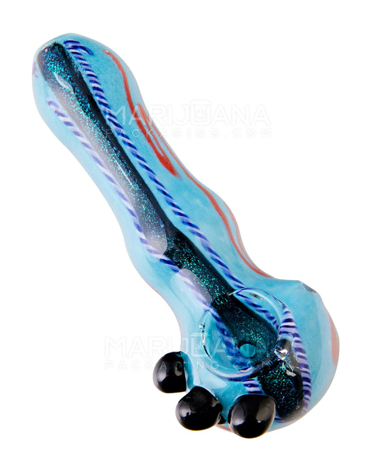 Dot Stack & Dichroic Frit Spoon Hand Pipe | 5in Long - Glass - Assorted