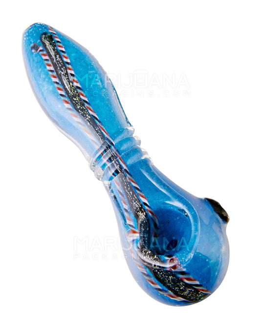 Dot Stack & Dichroic Frit Spoon Hand Pipe | 5in Long - Glass - Assorted