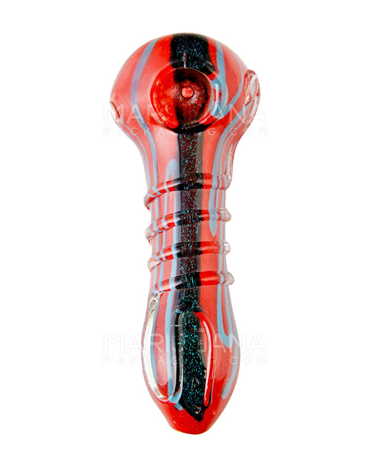 Dot Stack & Dichroic Frit Spoon Hand Pipe | 5in Long - Glass - Assorted