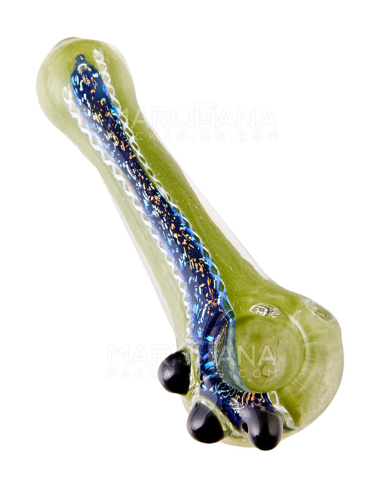 Dot Stack & Dichroic Frit Spoon Hand Pipe | 5in Long - Glass - Assorted