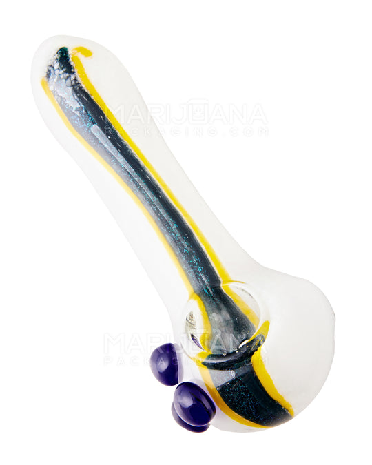 Dot Stack & Dichroic Frit Spoon Hand Pipe | 5in Long - Glass - Assorted