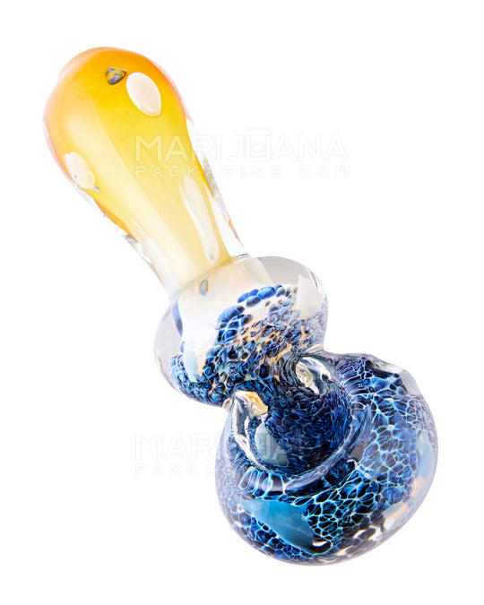 Frit & Fumed Spoon Hand Pipe w/ Single Bulge | 4.5in Long - Glass - Assorted