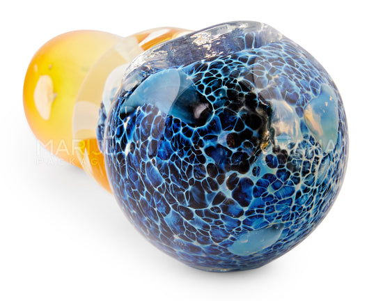 Frit & Fumed Spoon Hand Pipe w/ Single Bulge | 4.5in Long - Glass - Assorted