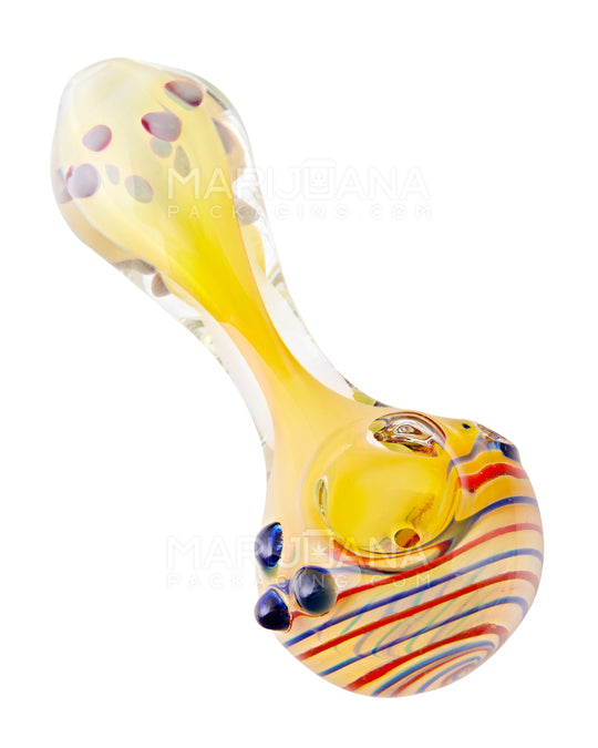 Spiral & Fumed Spoon Hand Pipe w/ Multiple Dots | 4.5in Long - Glass - Assorted