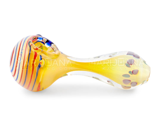 Spiral & Fumed Spoon Hand Pipe w/ Multiple Dots | 4.5in Long - Glass - Assorted