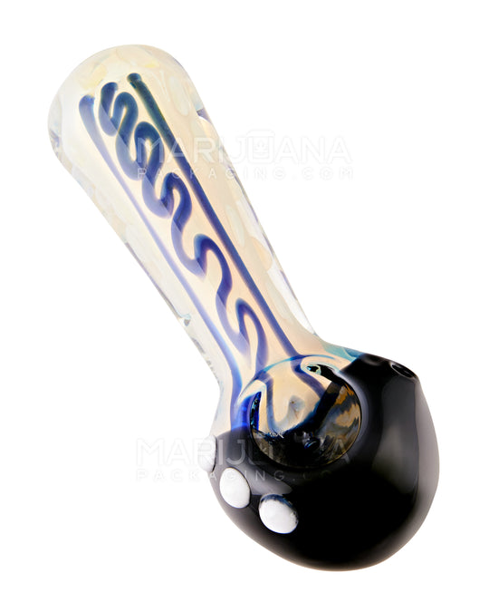 Swirl & Fumed Spoon Hand Pipe w/ Black Accents | 4.5in Long - Glass - Assorted