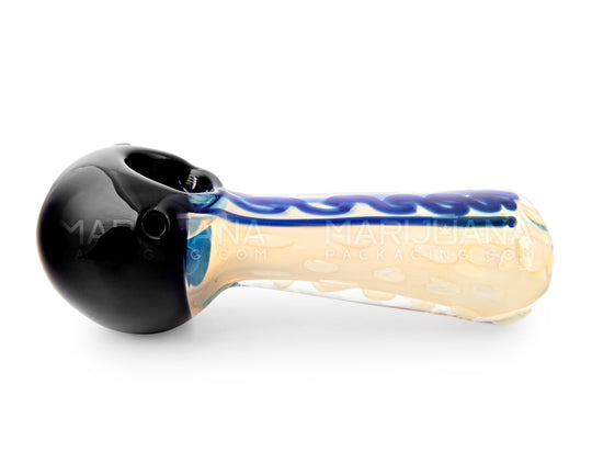 Swirl & Fumed Spoon Hand Pipe w/ Black Accents | 4.5in Long - Glass - Assorted