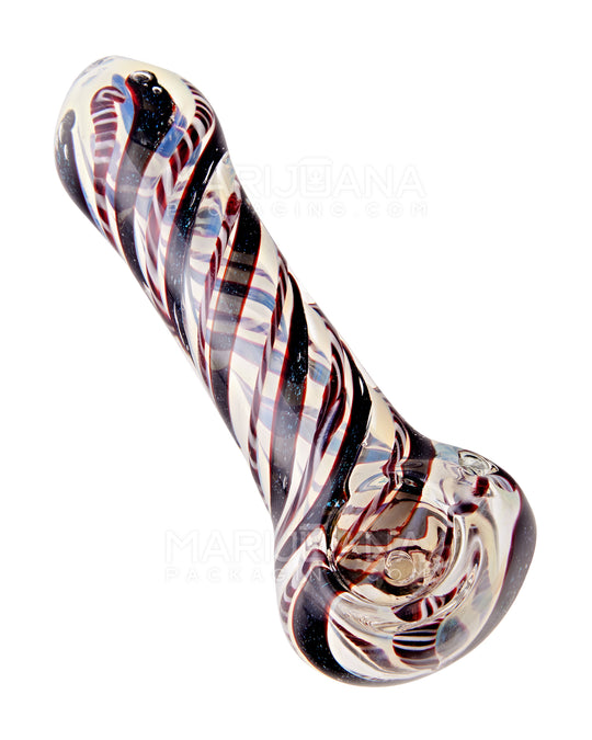 Spiral & Fumed Spoon Hand Pipe w/ Ribboning | 4.5in Long - Glass - Assorted