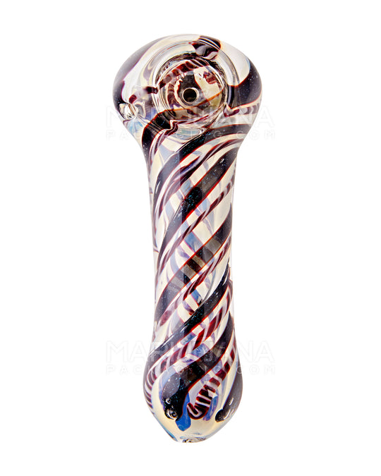 Spiral & Fumed Spoon Hand Pipe w/ Ribboning | 4.5in Long - Glass - Assorted