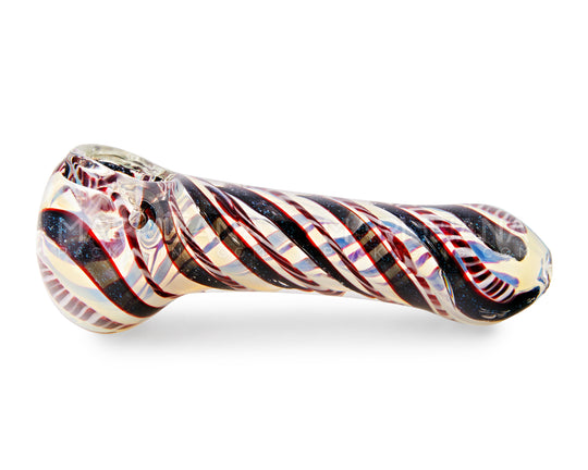 Spiral & Fumed Spoon Hand Pipe w/ Ribboning | 4.5in Long - Glass - Assorted